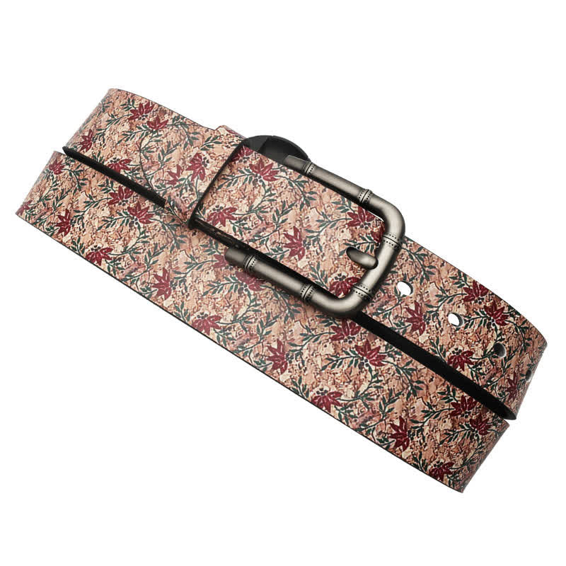 Decorated Red Maples Printed Leather Belt - Image 6