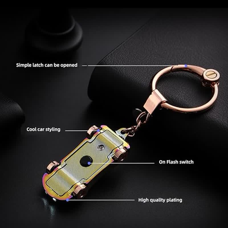 Decorative LED Light Effect Car Shape Keychain - Image 4