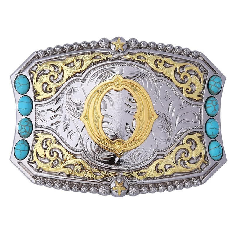 Decorative Turquoise DIY Initial Letter Buckle Leather Belt - Image 17