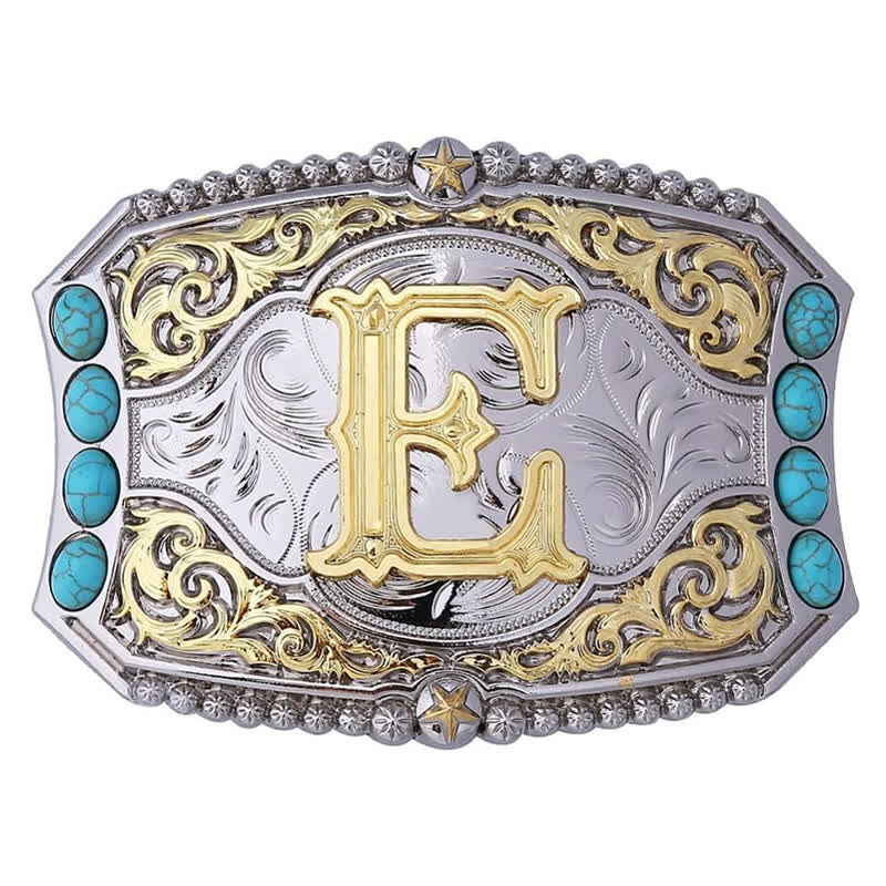Decorative Turquoise DIY Initial Letter Buckle Leather Belt - Image 8