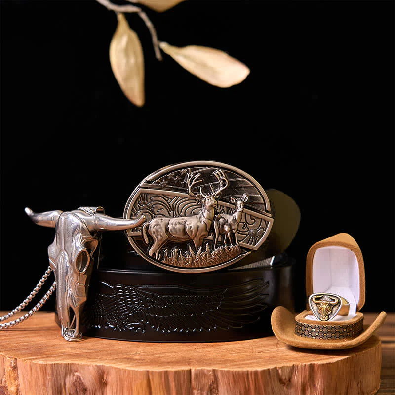 Deer DIY Hidden Knife Belt Buckle Longhorn Pendant Bull Ring Bundle Set - Image 10