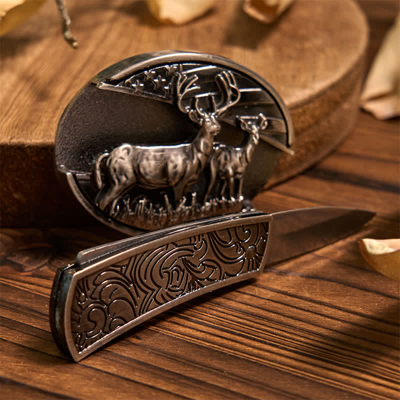 Deer DIY Hidden Knife Belt Buckle Longhorn Pendant Bull Ring Bundle Set - Image 4