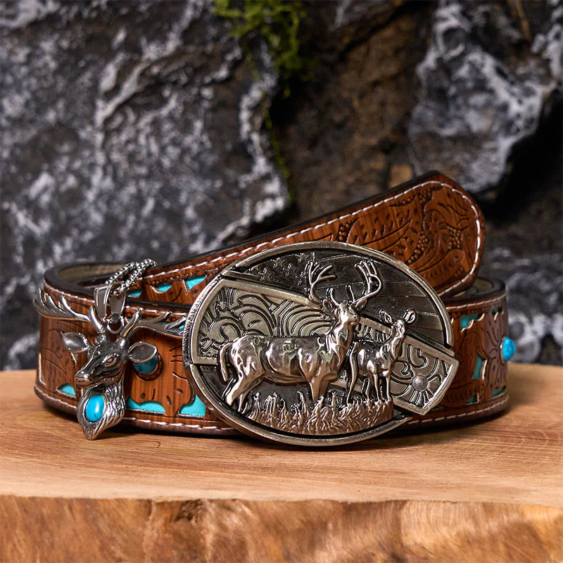 Deer Flag DIY Hidden Knife Belt Buckle With Elk Head Pendant Bundle Set - Image 5