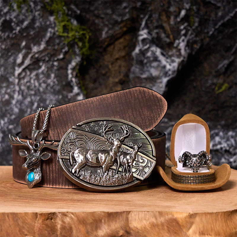 Deer Flag DIY Hidden Knife Belt Buckle With Ghost Goat Ring Bundle Set - Image 10