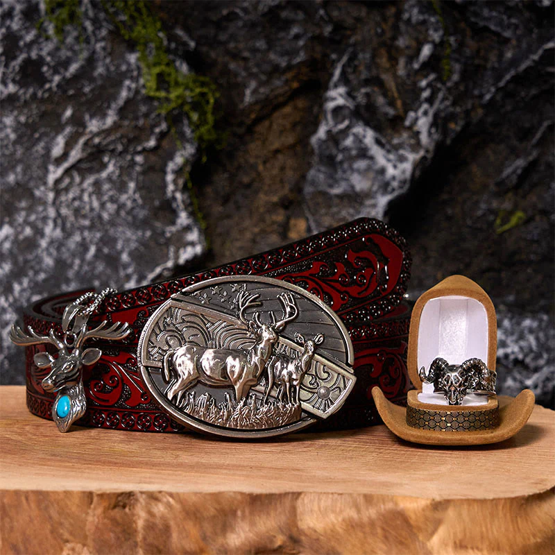 Deer Flag DIY Hidden Knife Belt Buckle With Ghost Goat Ring Bundle Set - Image 11