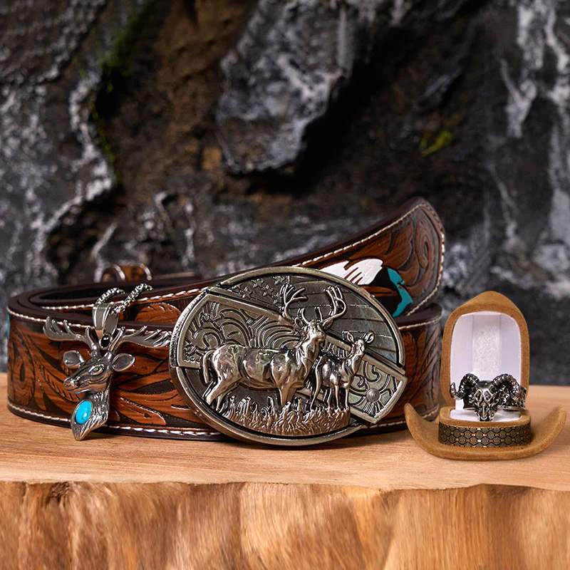Deer Flag DIY Hidden Knife Belt Buckle With Ghost Goat Ring Bundle Set - Image 12