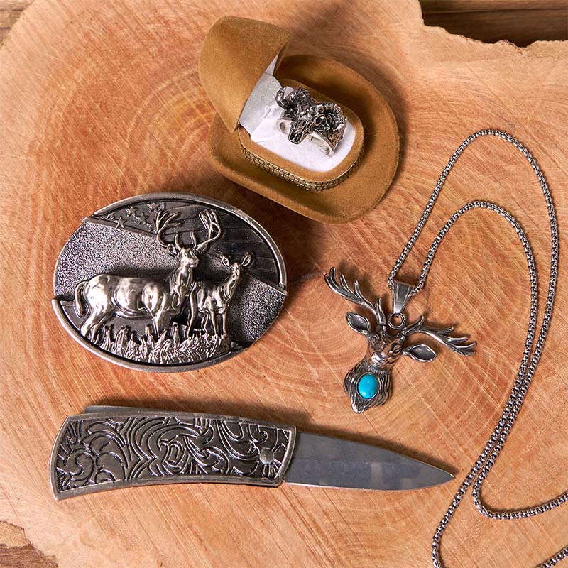 Deer Flag DIY Hidden Knife Belt Buckle With Ghost Goat Ring Bundle Set - Image 3