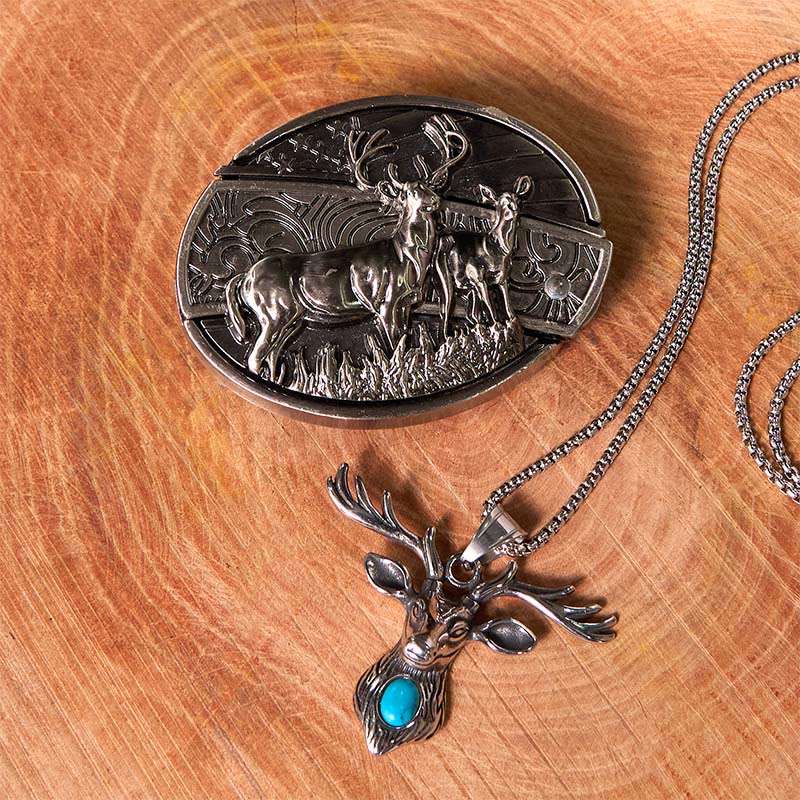 Deer Flag DIY Hidden Knife Belt Buckle With Ghost Goat Ring Bundle Set - Image 5