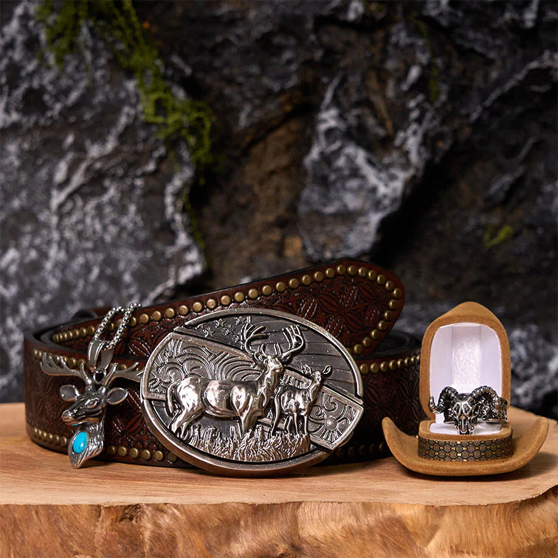 Deer Flag DIY Hidden Knife Belt Buckle With Ghost Goat Ring Bundle Set - Image 9