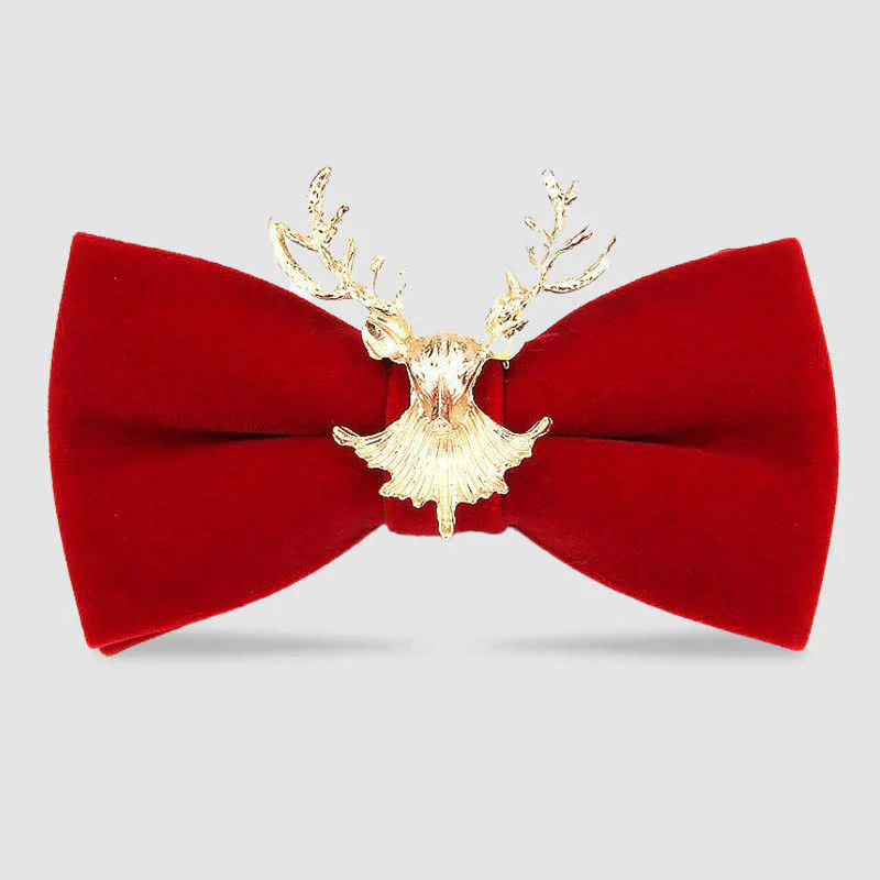 Deer Head Metal Decor Festive Holiday Bow Tie - Image 3