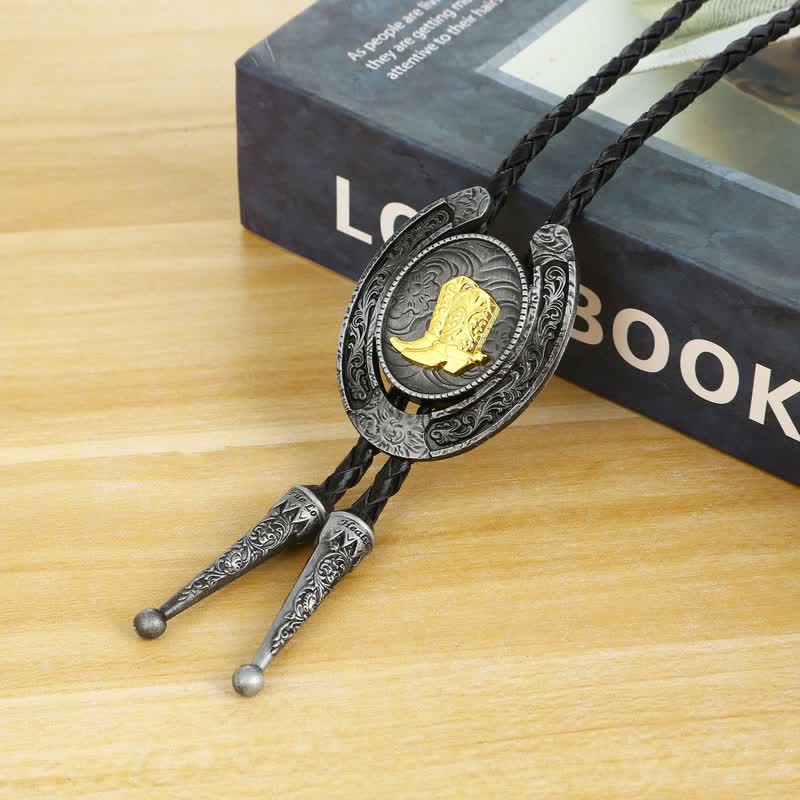 Delicate Animal Two Tone Horseshoe Shape Bolo Tie - Image 7