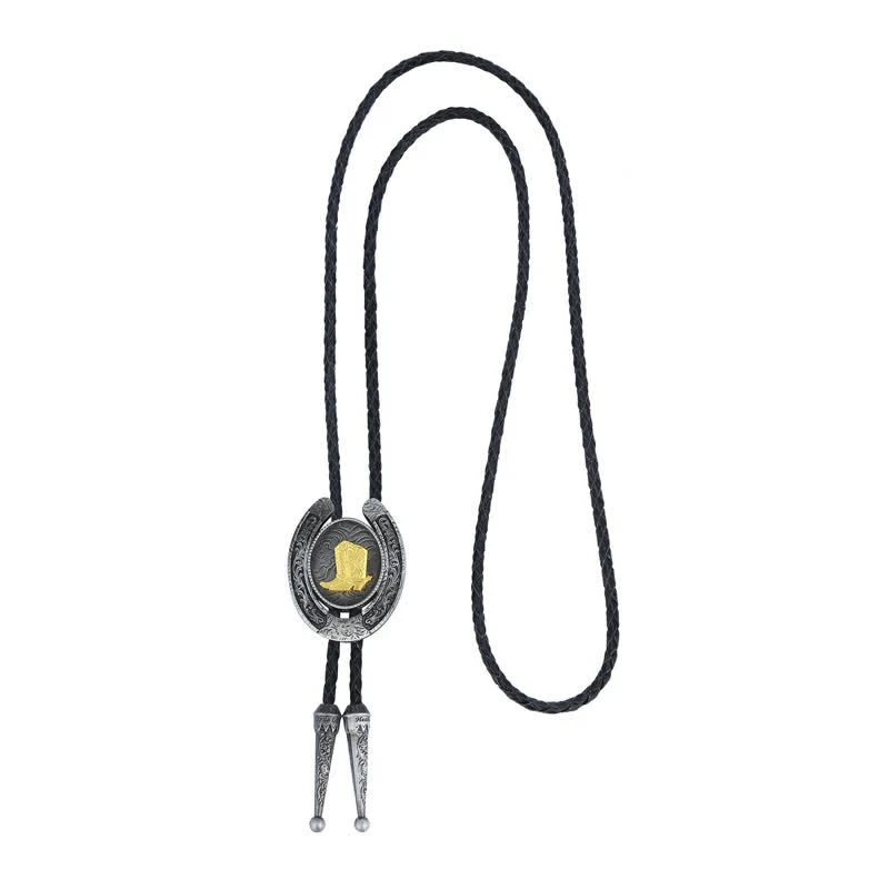 Delicate Animal Two Tone Horseshoe Shape Bolo Tie - Image 9