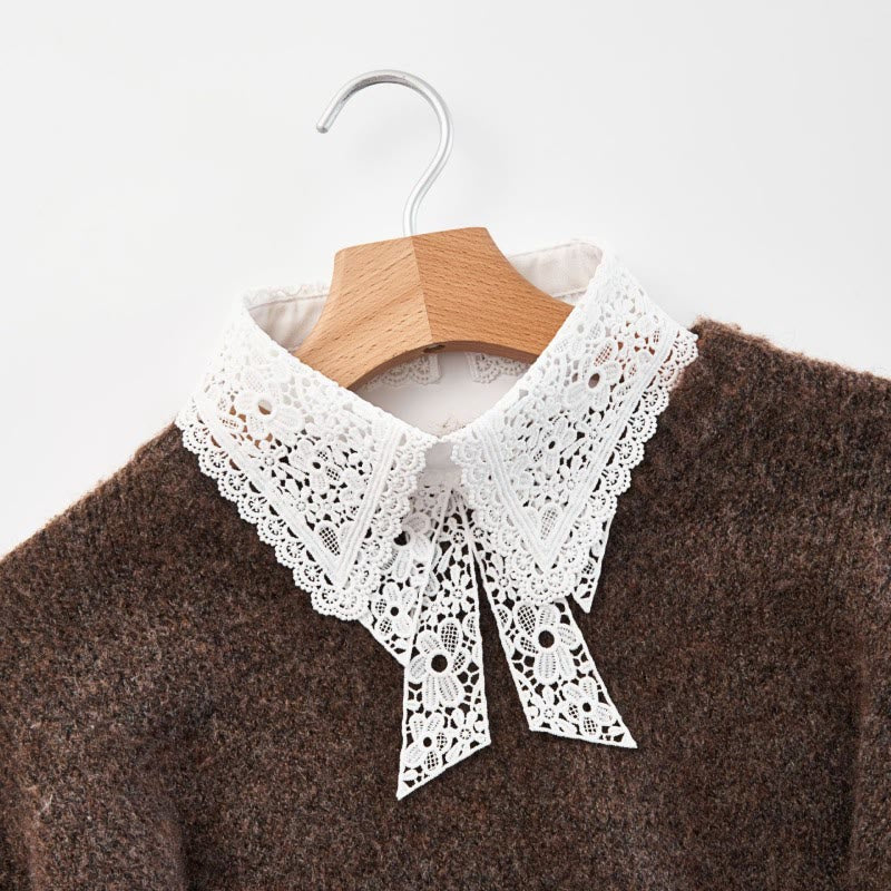 Detachable Half Shirt Blouse Floral Lace False Collar - Image 2