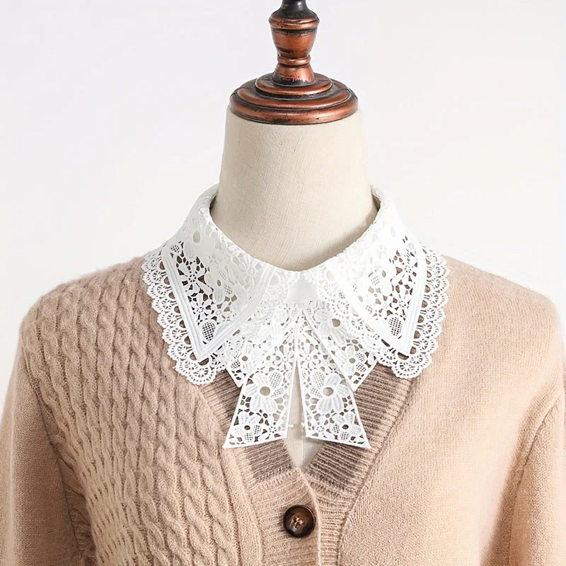 Detachable Half Shirt Blouse Floral Lace False Collar - Image 3