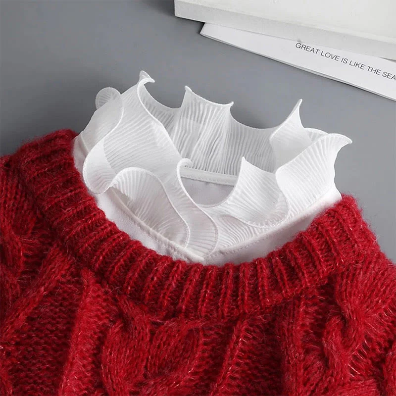 Detachable Lapel Shirt Ruffled Stand Fake Collar With Sleeve - Image 8