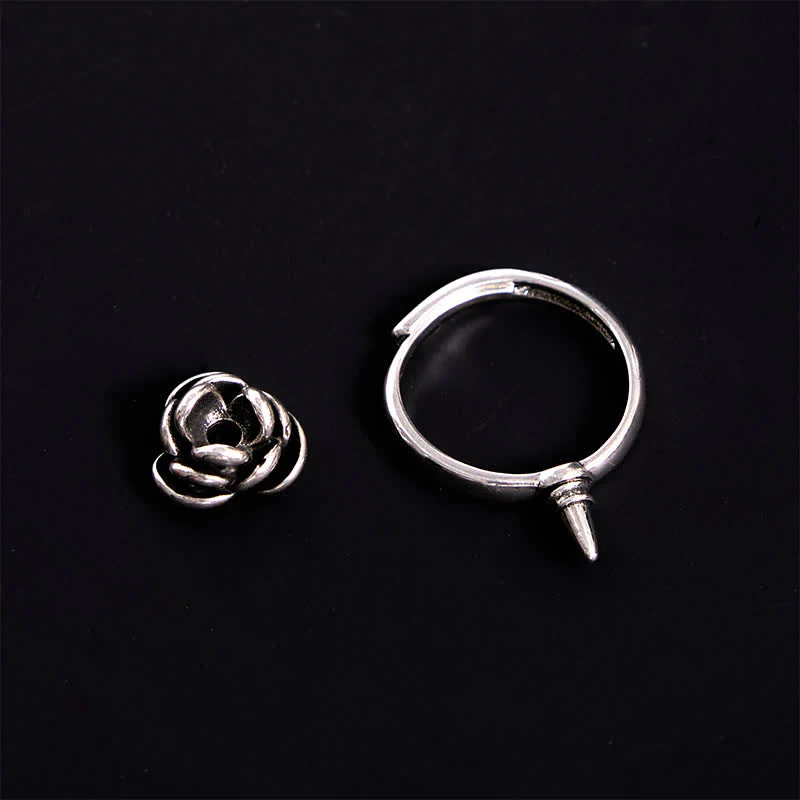 Detachable Twist Rose Flower Self Defense Adjustable Ring - Image 8