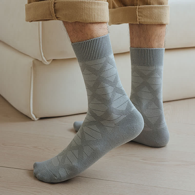 Diamond Pattern Fashion Plaid Knitting Cotton Crew Socks - Image 13
