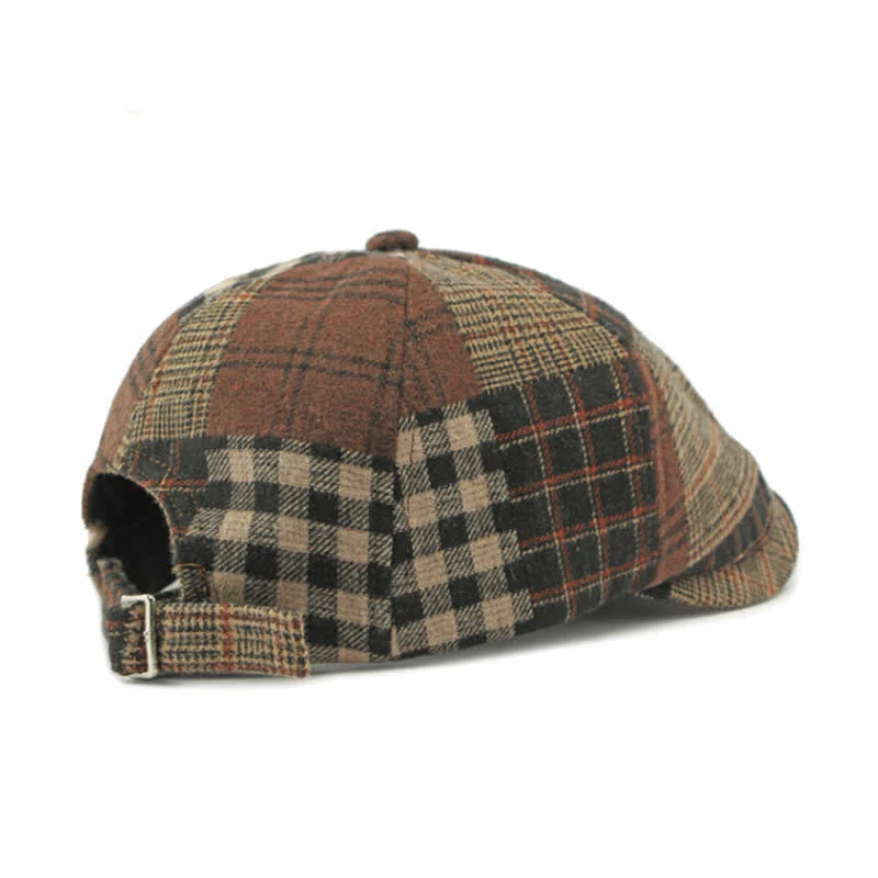 Different Classic Patchwork Plaid Newsboy Beret Hat - Image 10