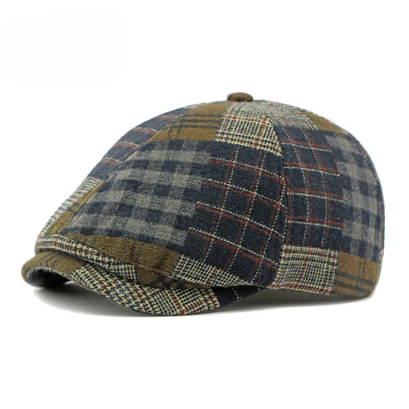 Different Classic Patchwork Plaid Newsboy Beret Hat - Image 12