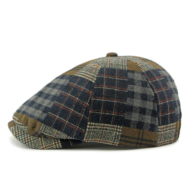 Different Classic Patchwork Plaid Newsboy Beret Hat - Image 14