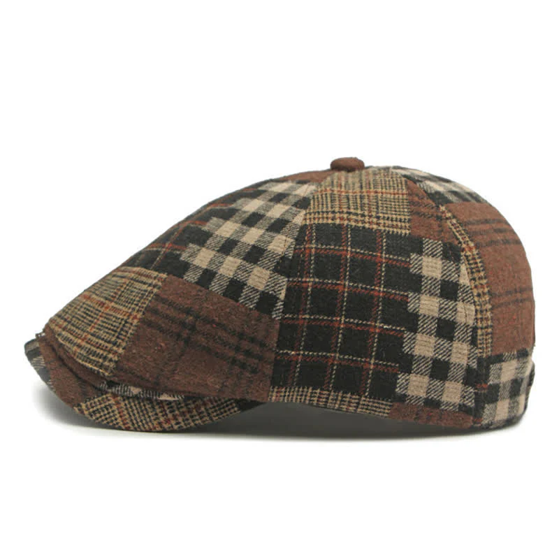 Different Classic Patchwork Plaid Newsboy Beret Hat - Image 8