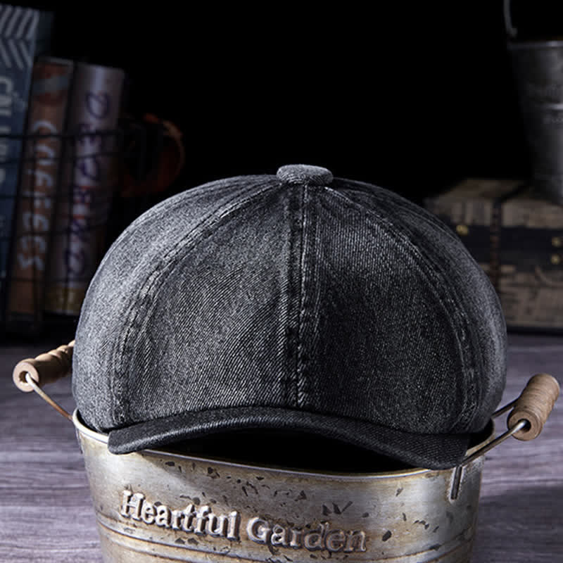 Distressed Vintage Washed Demin Beret Hat - Image 3
