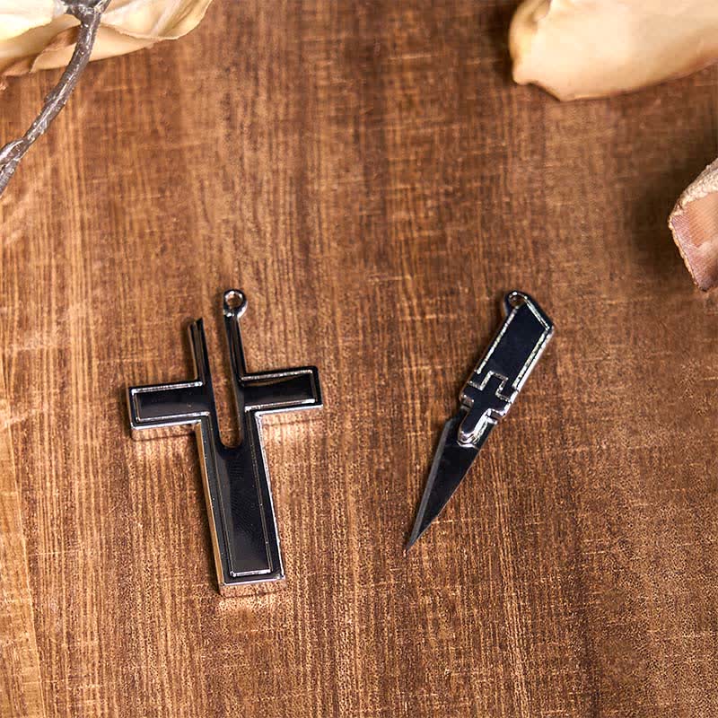 DIY Hidden Knife Belt Buckle Turquoise Bull Pendant Cross Necklace Bundle Set - Image 6