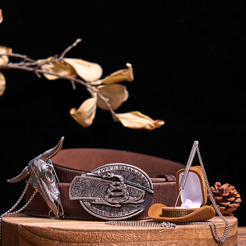 DIY Hidden Knife Snake Buckle Longhorn Bull Pendant Needle Necklace Bundle Set - Image 10