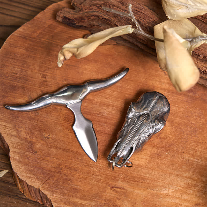 DIY Hidden Knife Snake Buckle Longhorn Bull Pendant Needle Necklace Bundle Set - Image 5