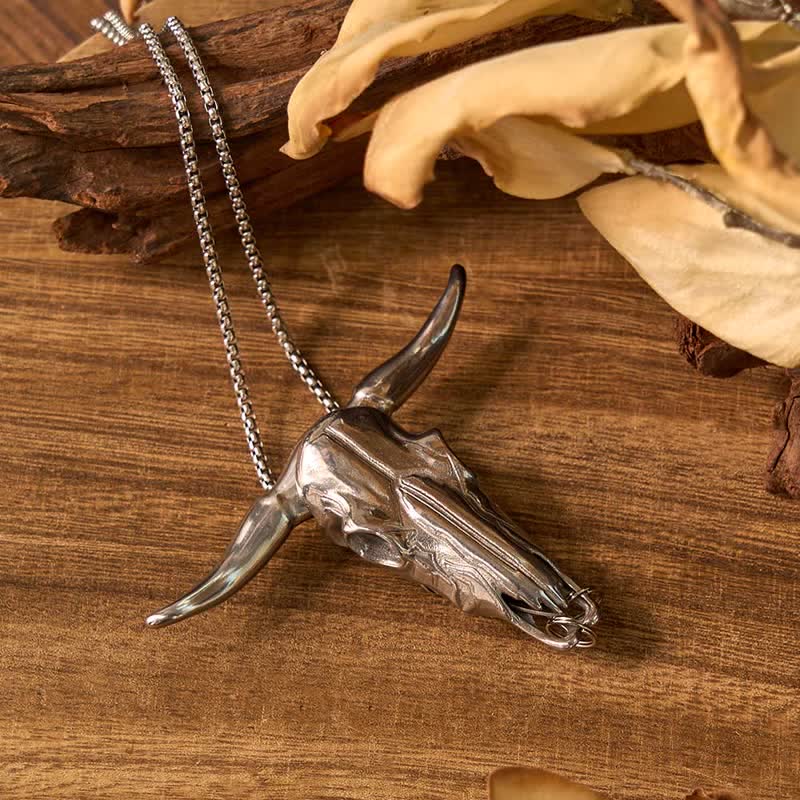 DIY Horse Hidden Knife Belt Buckle Cross Necklace Bull Pendant Ring Bundle Set - Image 4