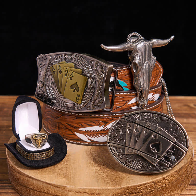 DIY Poker Hidden Knife Belt Buckle Bull Ring Longhorn Pendant Bundle Set - Image 10