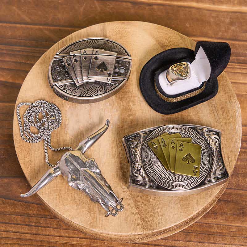 DIY Poker Hidden Knife Belt Buckle Bull Ring Longhorn Pendant Bundle Set - Image 2