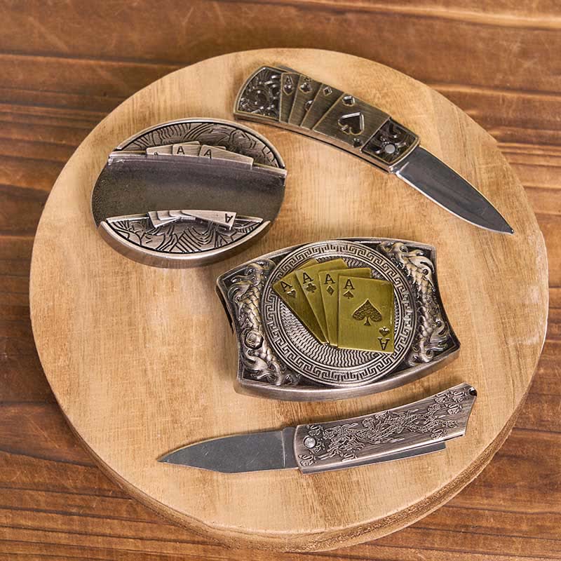DIY Poker Hidden Knife Belt Buckle Bull Ring Longhorn Pendant Bundle Set - Image 4