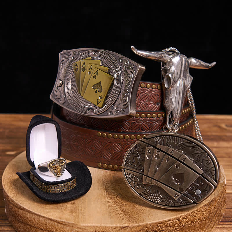 DIY Poker Hidden Knife Belt Buckle Bull Ring Longhorn Pendant Bundle Set - Image 7