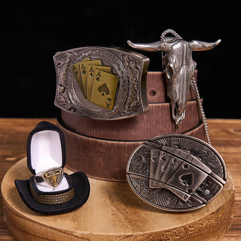 DIY Poker Hidden Knife Belt Buckle Bull Ring Longhorn Pendant Bundle Set - Image 8
