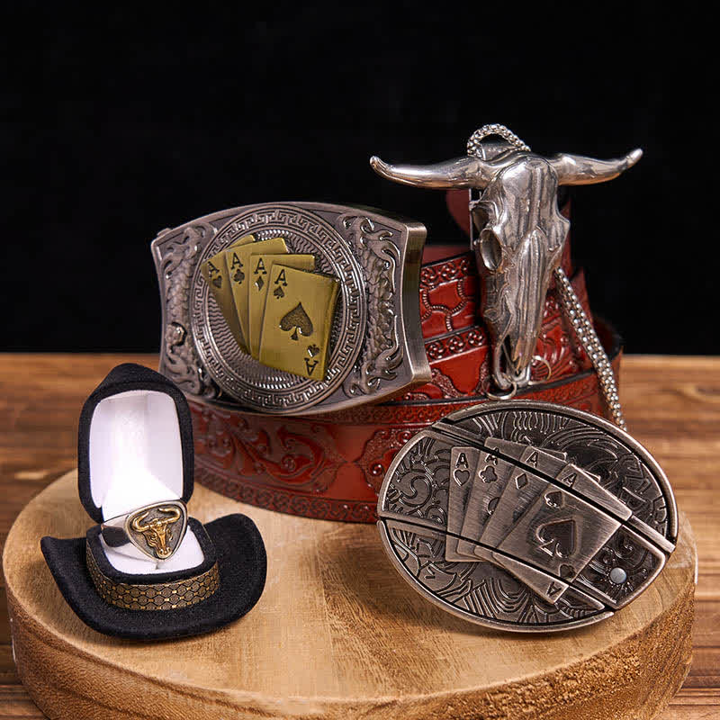 DIY Poker Hidden Knife Belt Buckle Bull Ring Longhorn Pendant Bundle Set - Image 9