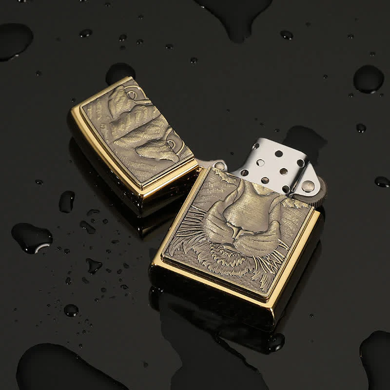 Domineering Tiger Relief Design Refillable Kerosene Lighter - Image 2