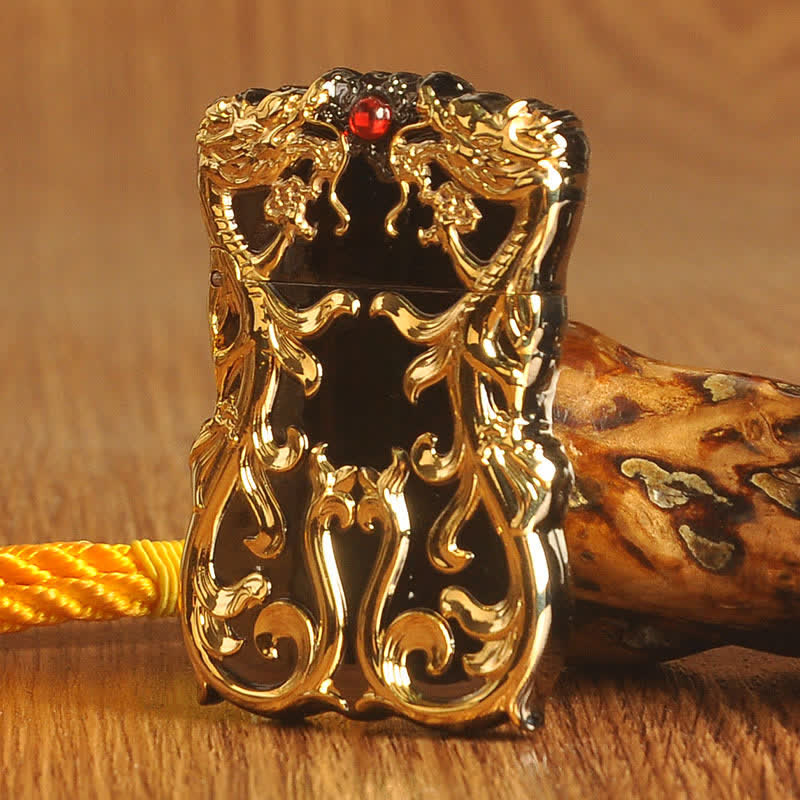 Double Dragon Two Tone Color Refillable Kerosene Lighter - Image 2