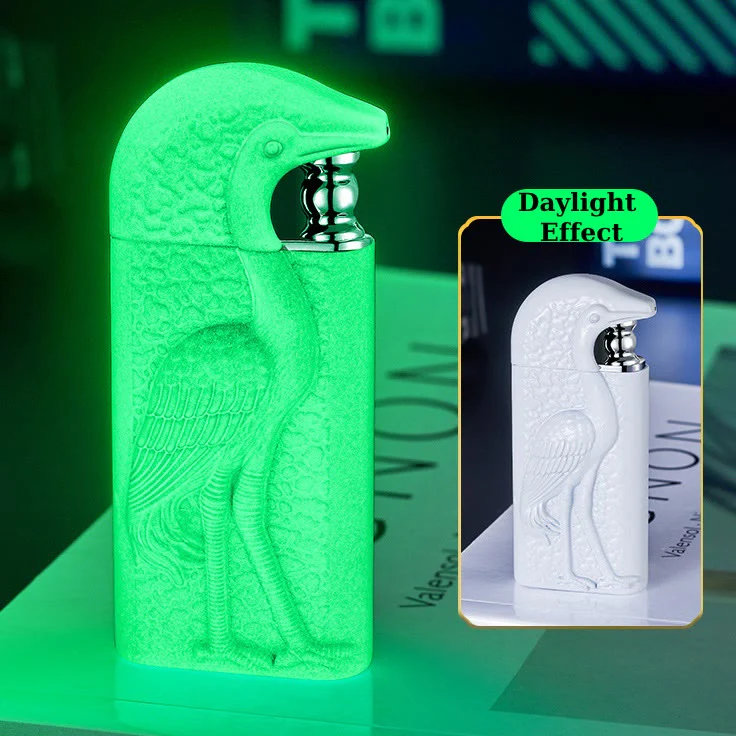 Double Flame Embossed Grus Japonensis Refillable Butane Lighter - Image 10