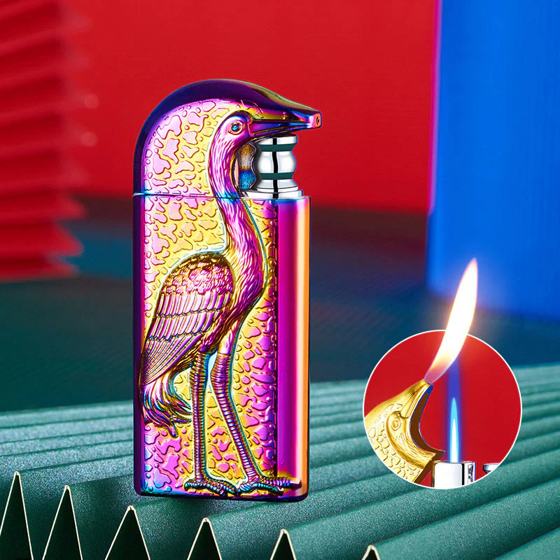 Double Flame Embossed Grus Japonensis Refillable Butane Lighter - Image 13