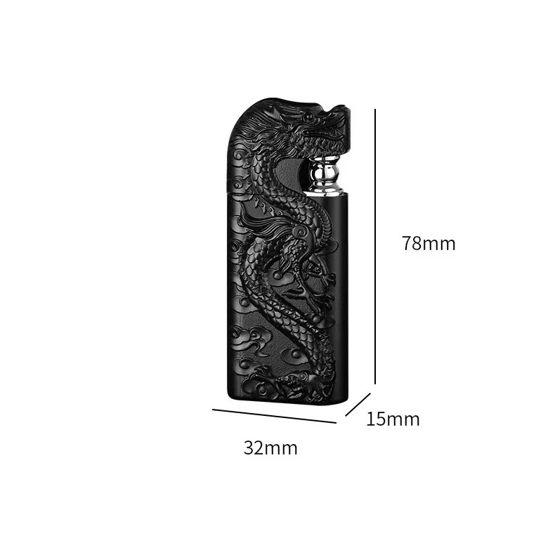 Double Flame Embossed Vivid Dragon Refillable Butane Lighter - Image 14