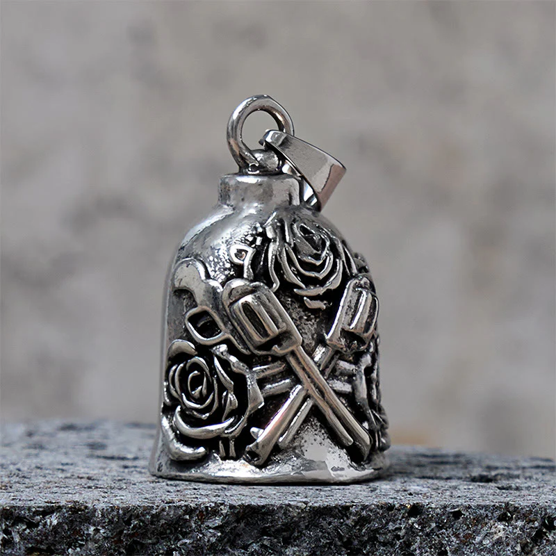 Double Guns And Roses Bell Keychain For Riding - Image 4