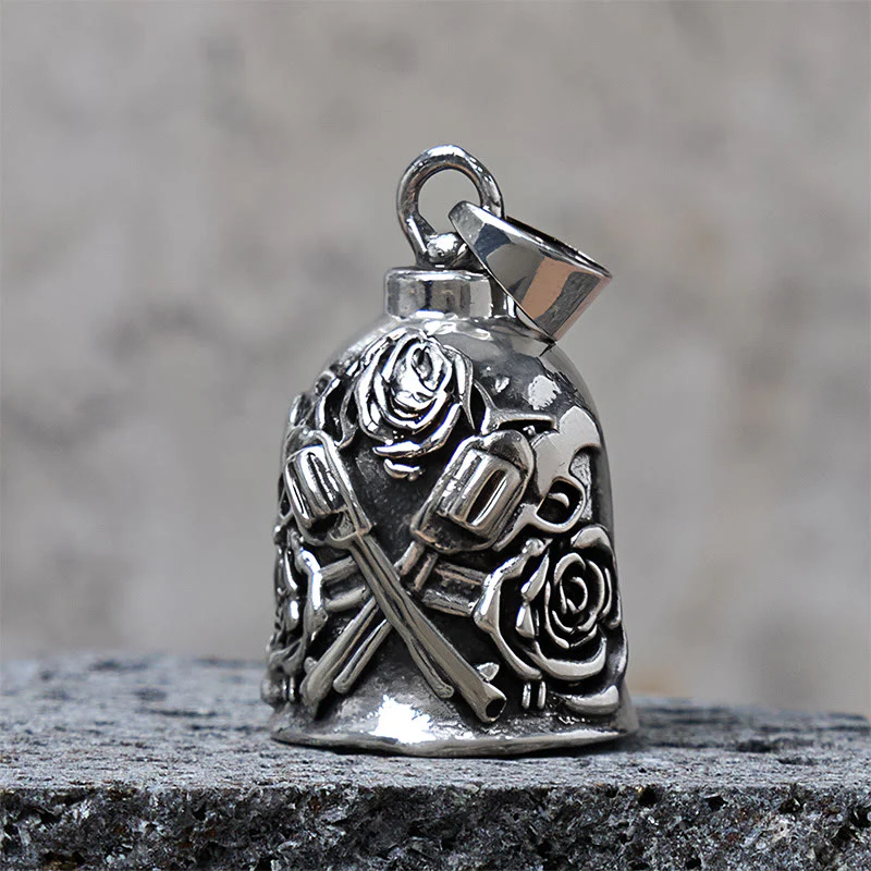 Double Guns And Roses Bell Keychain For Riding - Image 5