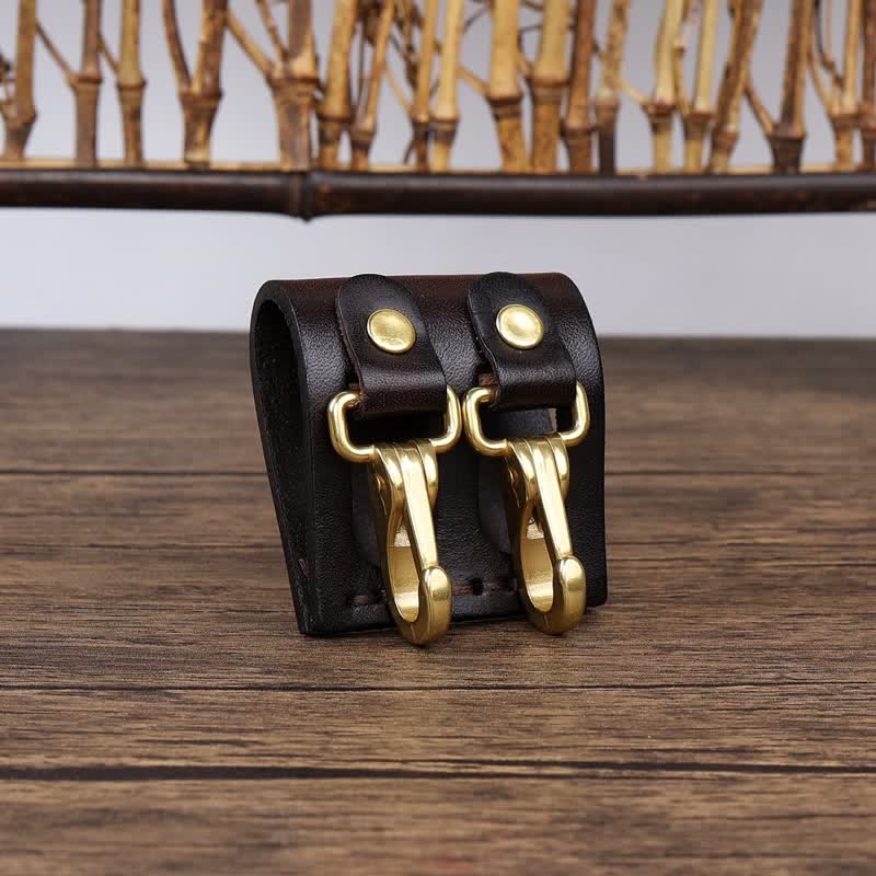 Double Metal Hooks Belt Loop Leather Key Holder - Image 11