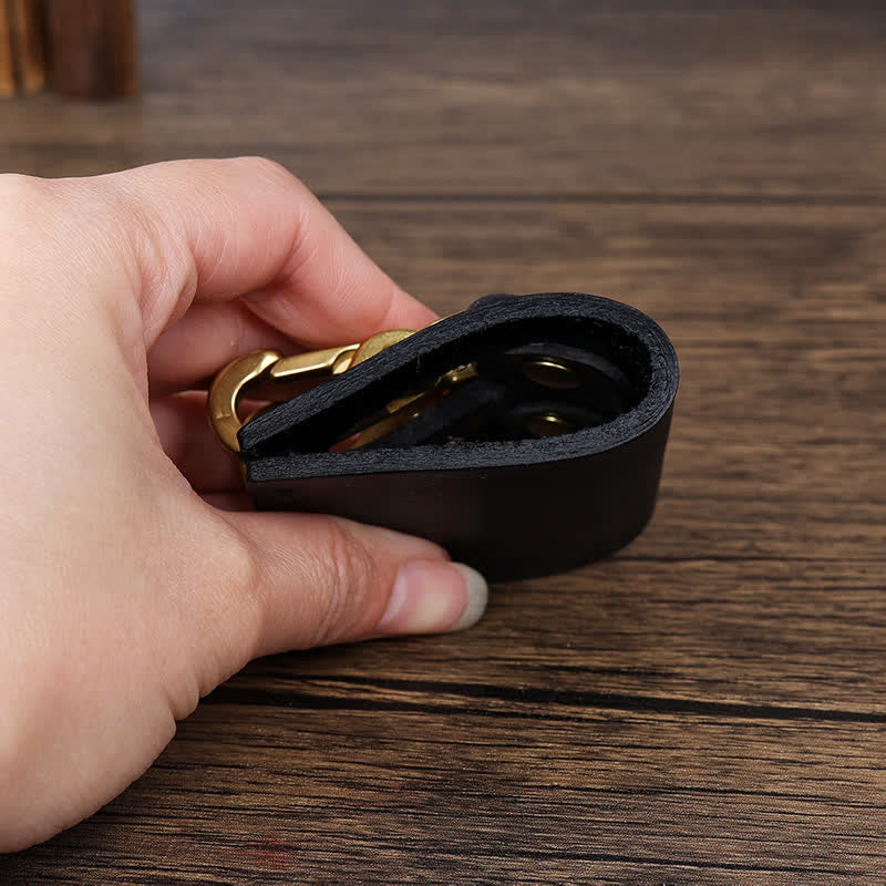 Double Metal Hooks Belt Loop Leather Key Holder - Image 3