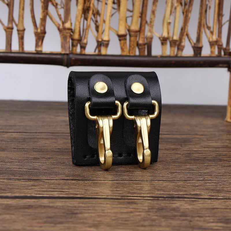 Double Metal Hooks Belt Loop Leather Key Holder - Image 4