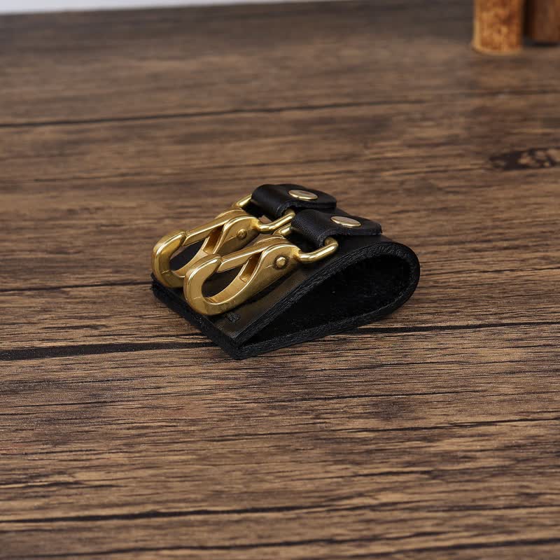Double Metal Hooks Belt Loop Leather Key Holder - Image 6