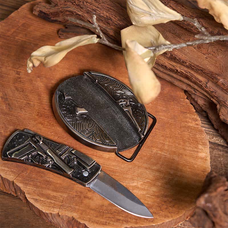 Double Pistols & USA Flag DIY Hidden Knife Buckle Bundle Set - Image 2
