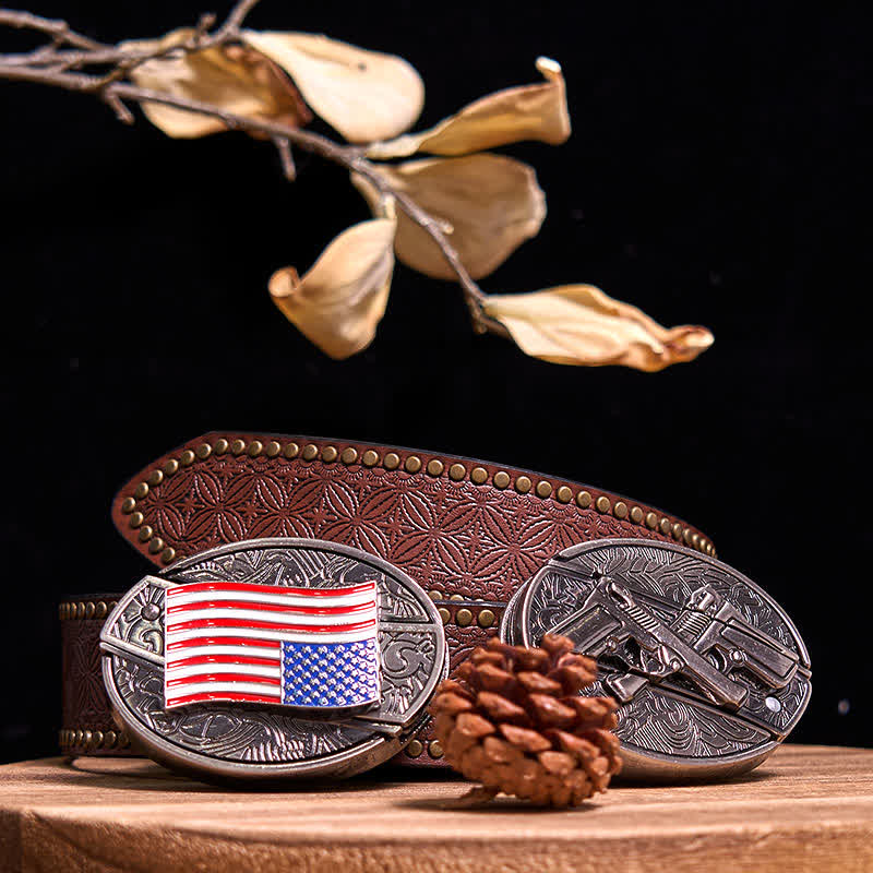 Double Pistols & USA Flag DIY Hidden Knife Buckle Bundle Set - Image 8
