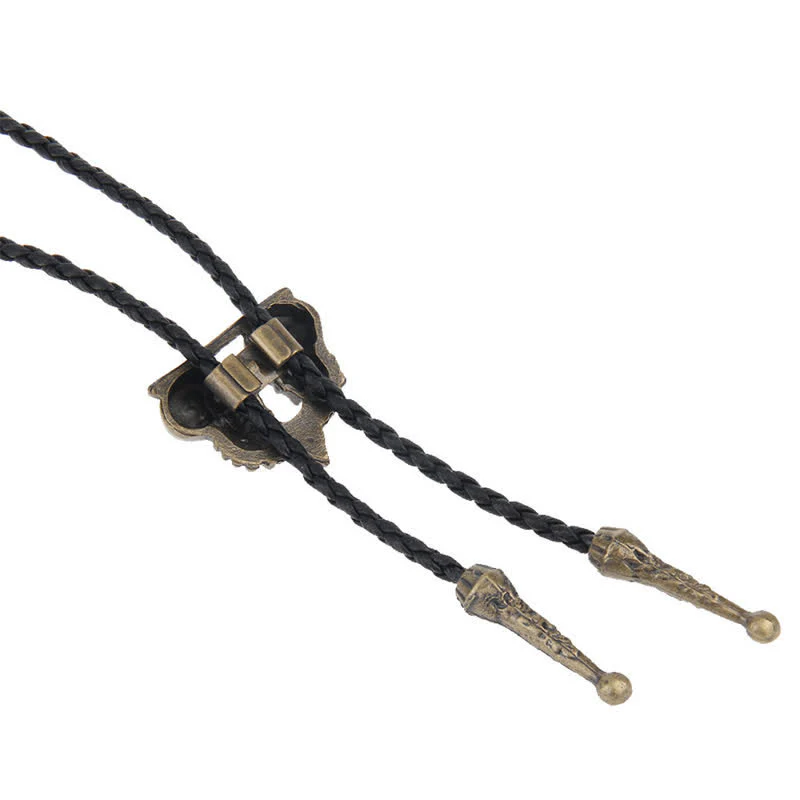 Double Skeleton Skull Heads Bolo Tie - Image 8